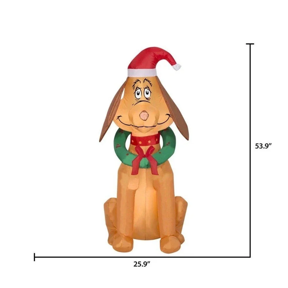 4.5ft The Grinch’s Max with Santa Hat & Wreath Holiday Airblown Inflatable